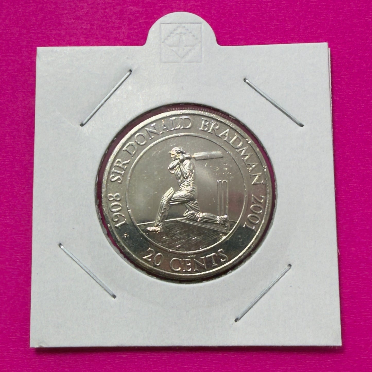 2001 20 Cent Coin - Sir Donald Bradman - Uncirculated - comes in 2x2