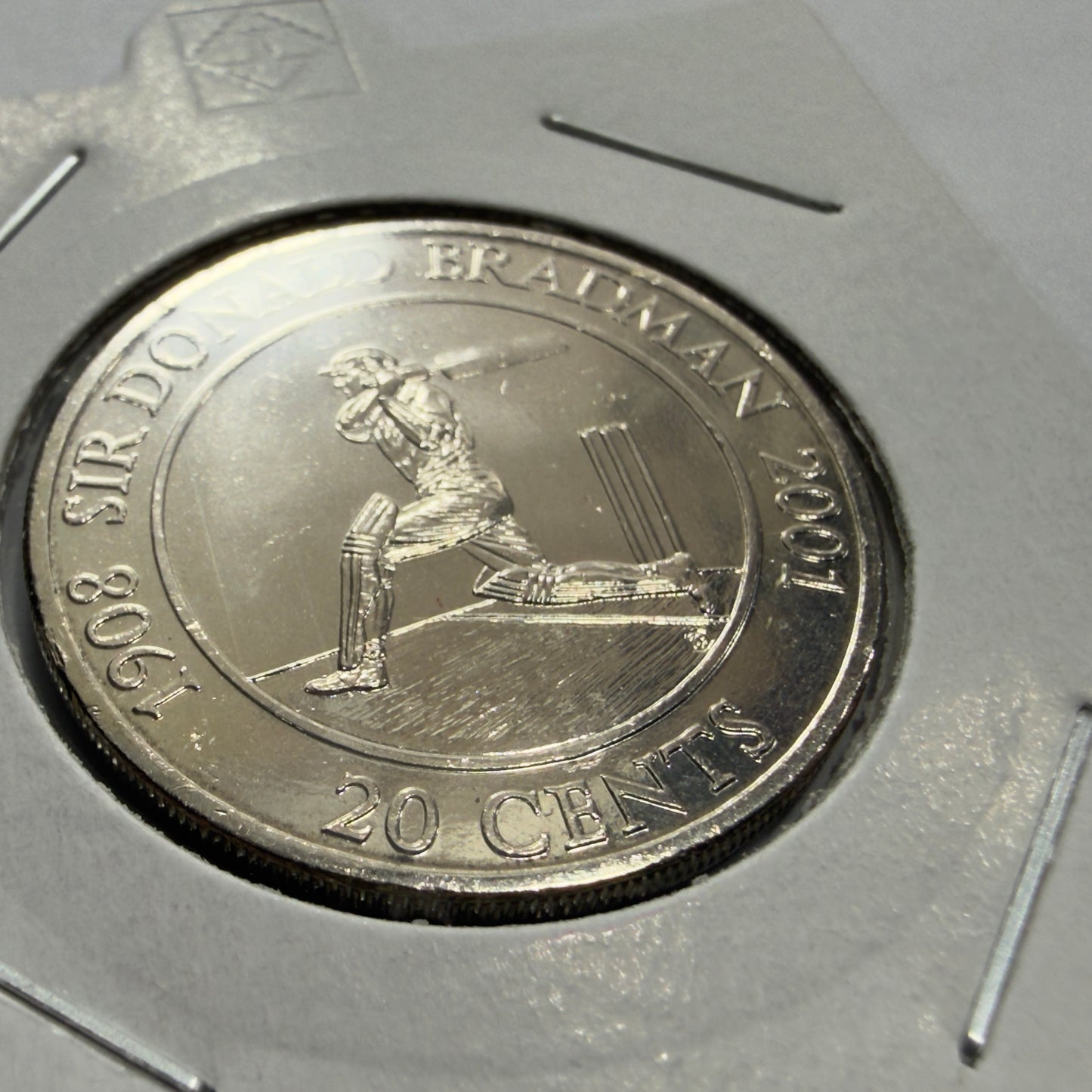 2001 20 Cent Coin - Sir Donald Bradman - Uncirculated - comes in 2x2