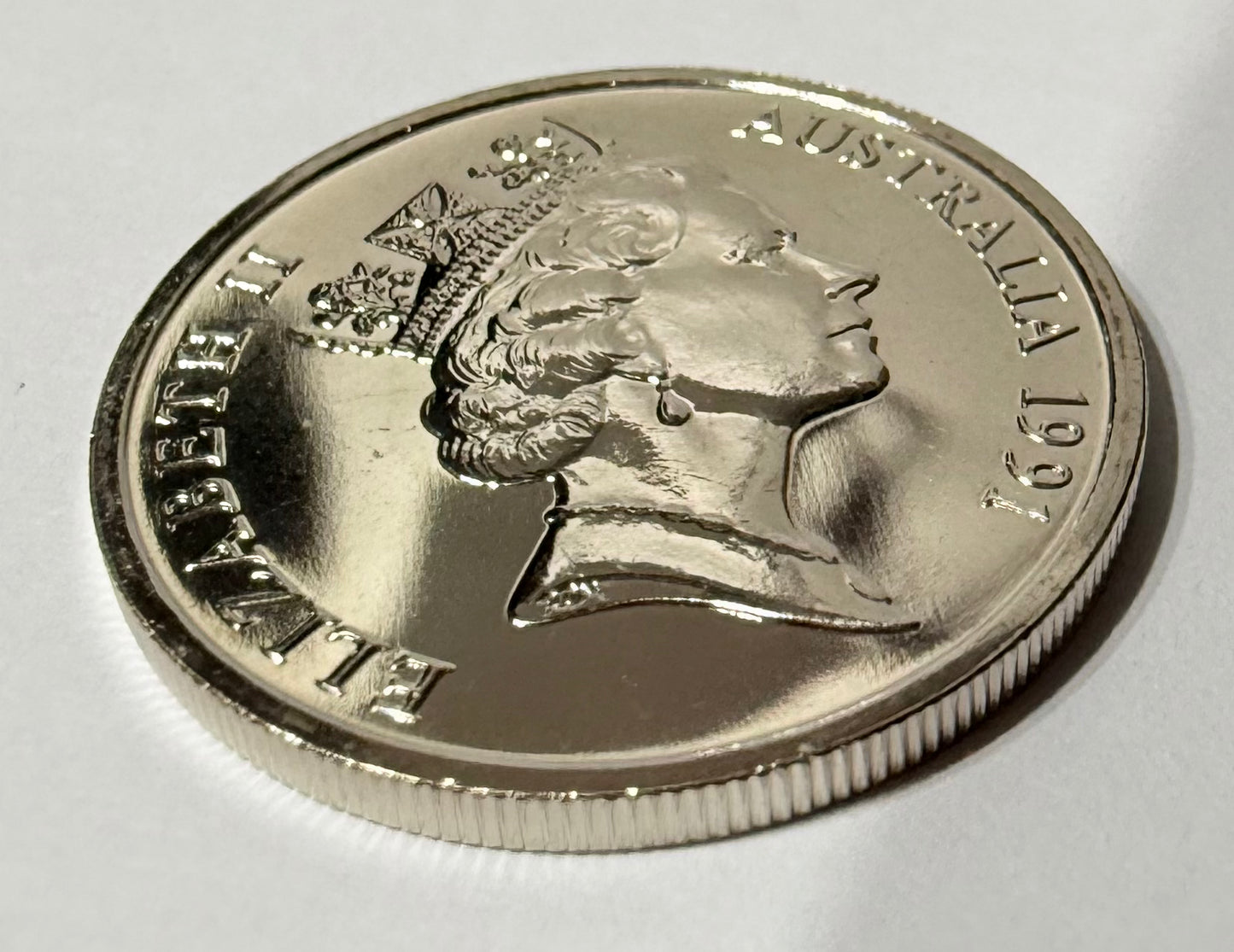 1991 10 Cent Coin - Choice Uncirculated - ex mint set low mintage 4.8 mil - 2x2