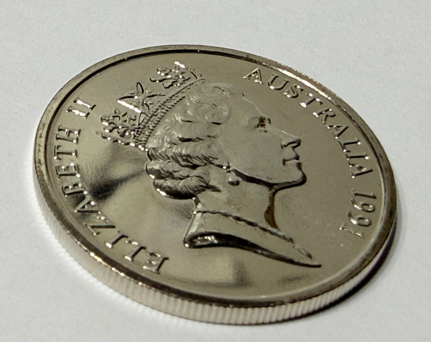1991 10 Cent Coin - Choice Uncirculated - ex mint set low mintage 4.8 mil - 2x2