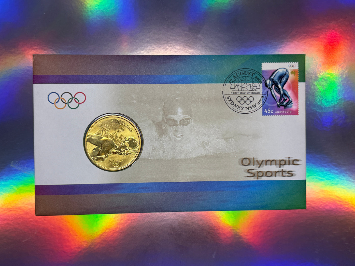 2000 $5 Sydney Olympic Games PNC - Aquatics - New Age Numismatics