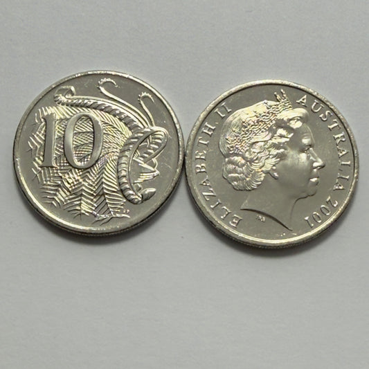 2001 10 Cent Coin - 10c - Uncirculated Ten Cent -comes in 2x2