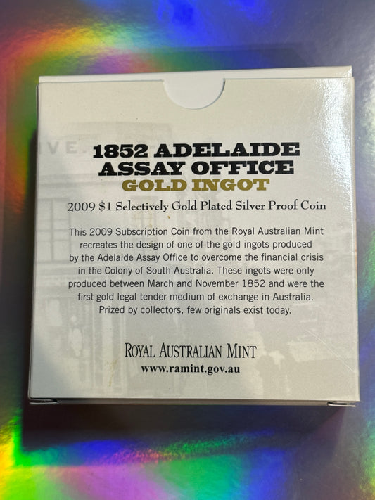 2009 $1 Silver Proof Coin - Adelaide Assay Office - Selectively Gold Plated 1 Oz Coin - New Age Numismatics