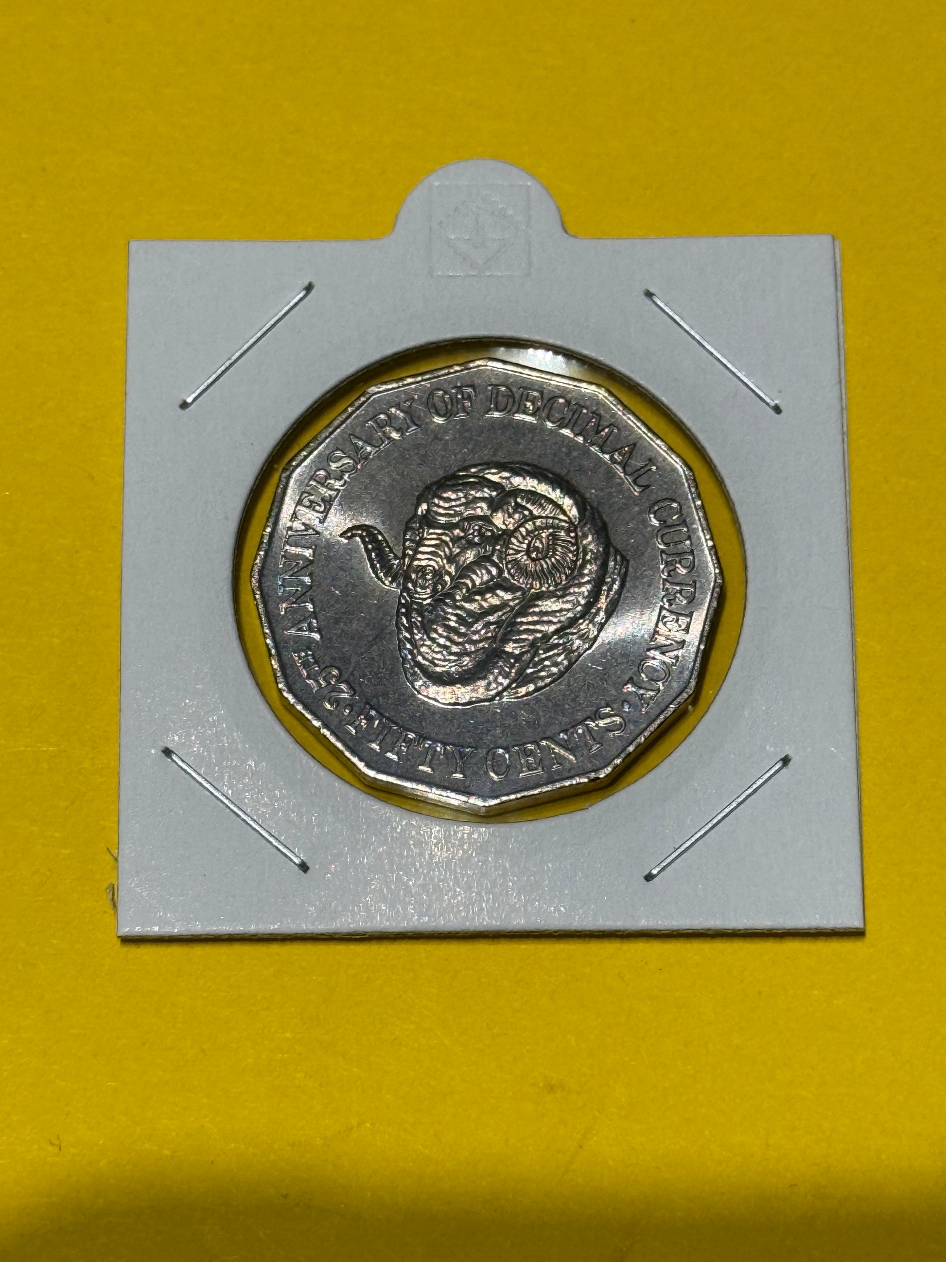 1991 50 Cent Coin - Rams Head - Uncirculated - comes in 2x2 - New Age Numismatics