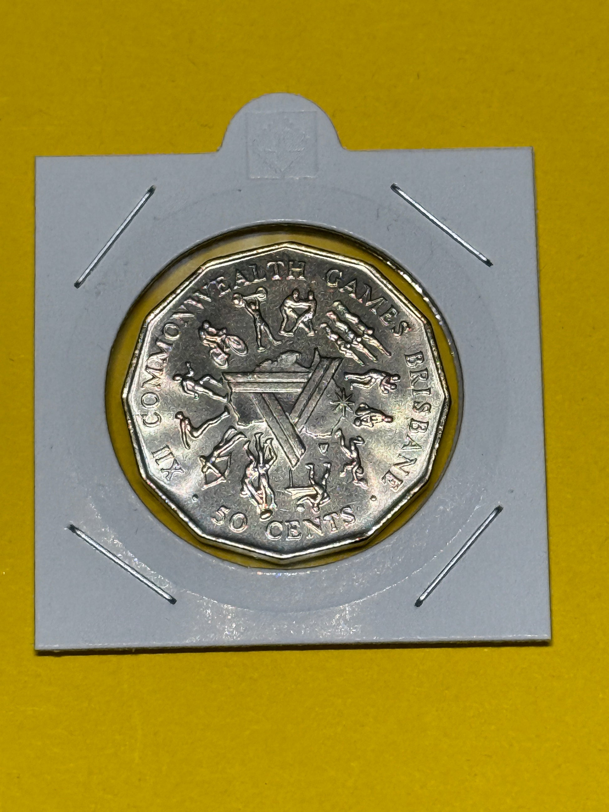 1982 50 Cent Coin - Uncirculated - Commonwealth Games - Ex Mint Roll - In 2x2 - New Age Numismatics