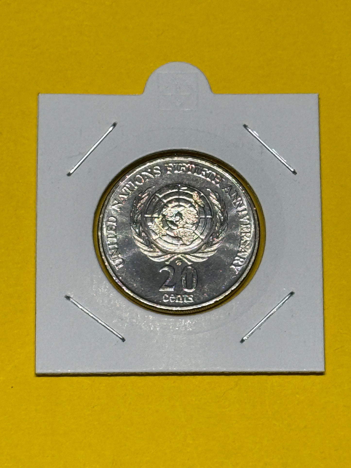 1995 20 Cent Coin - Uncirculated - United Nations Low 4.8 Million Minted - New Age Numismatics