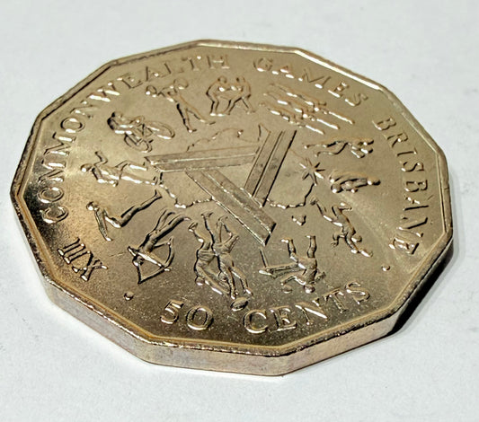1982 50 Cent Coin - Uncirculated - Commonwealth Games - Ex Mint Roll - In 2x2