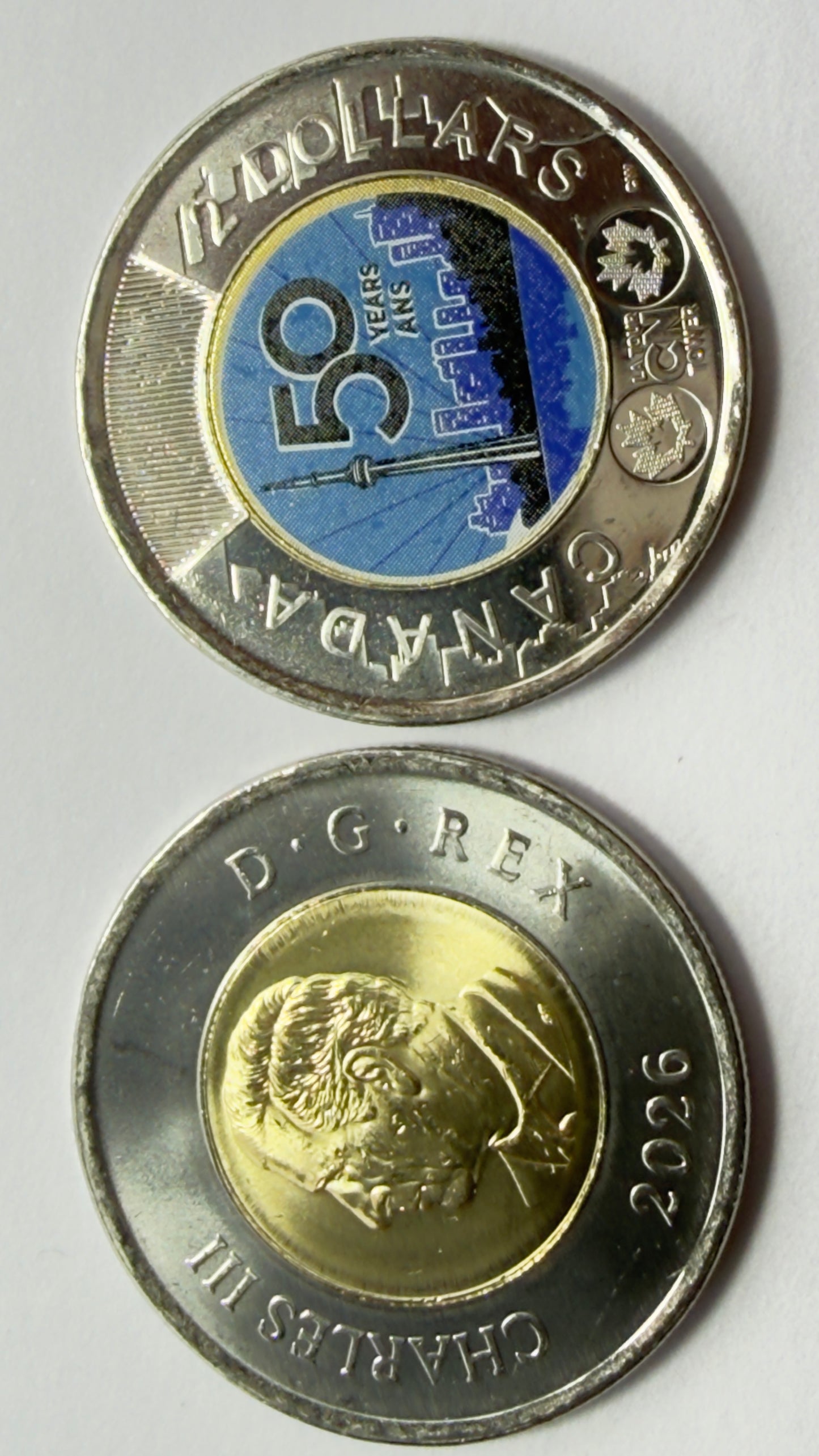 2026 Canada $2 -50th Anniversary of CN Tower -Glows Under UV - Uncirculated