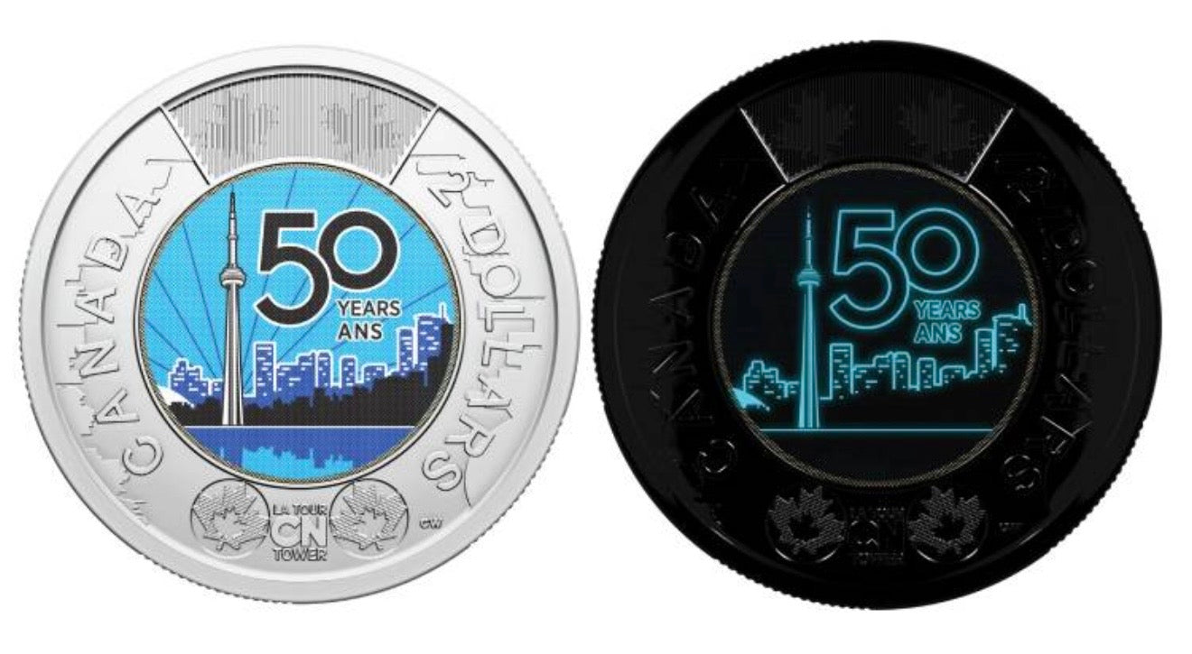 2026 Canada $2 -50th Anniversary of CN Tower -Glows Under UV - Uncirculated