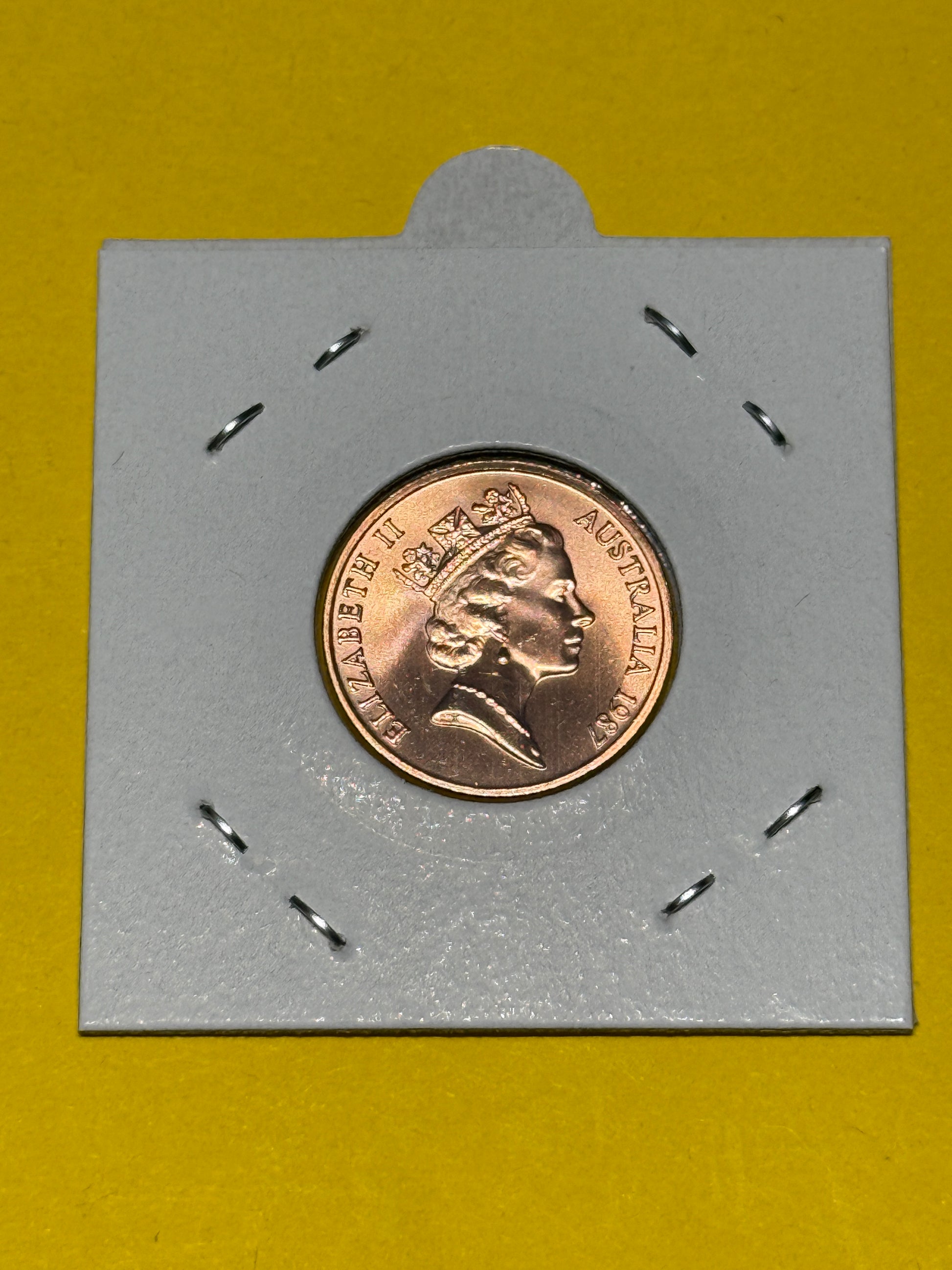 1987 2 Cent Coin - Choice Uncirculated - Mint Set Only Coin - Two Cent - in 2x2 - New Age Numismatics