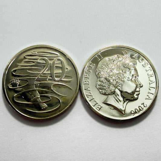 2006 20 Cent Coin - Choice Uncirculated - ex mint set coin - comes in 2x2