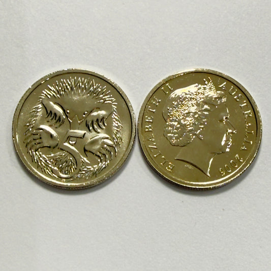 2006 5 Cent Coin - Uncirculated - Ex Mint Set Coin - comes in 2x2