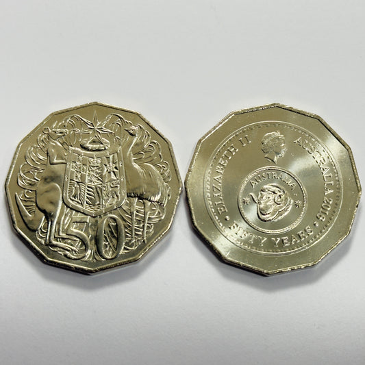 2016 50 Cent Coin - Uncirculated -Fifty Cent Changeover Coin - 50c in 2x2