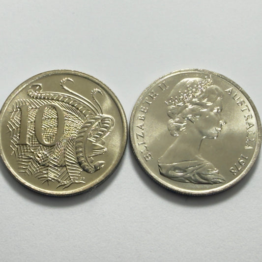 1978 10 Cent Coin - Uncirculated - ex Mint roll - Ten Cent 10c - comes in 2x2