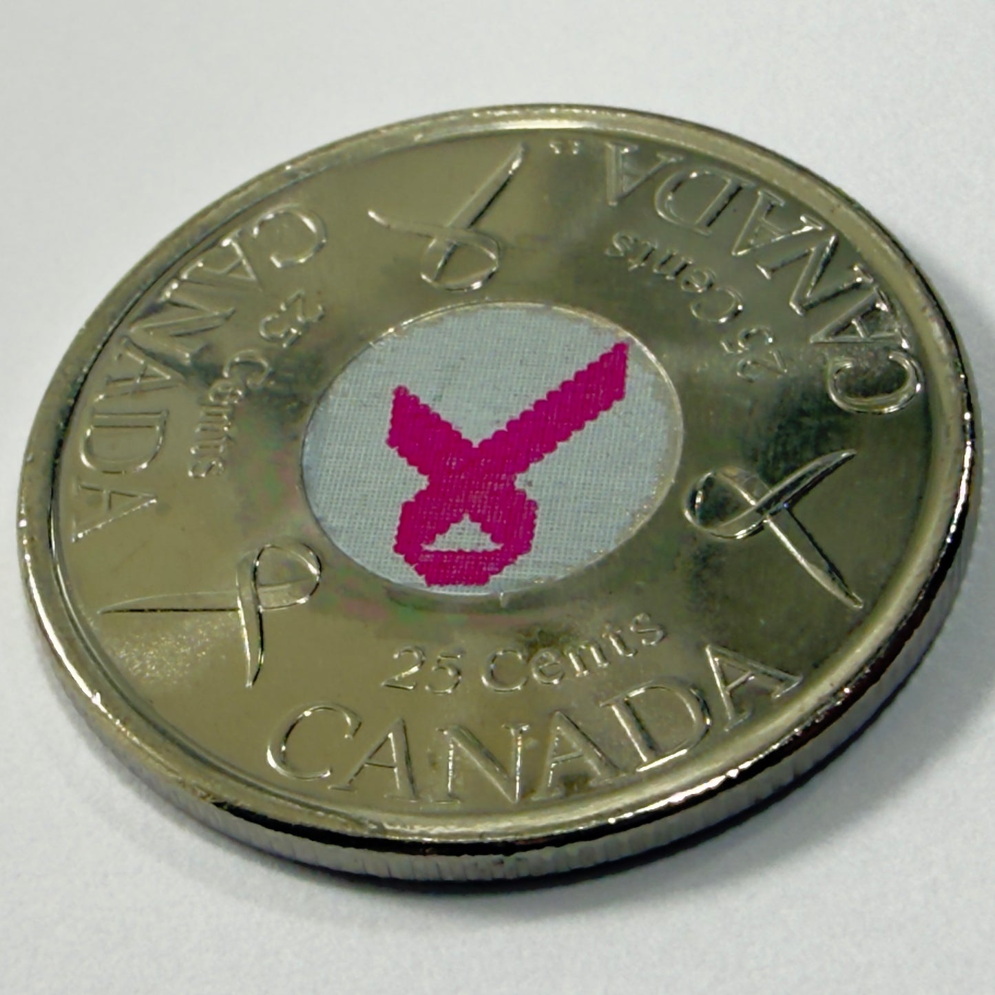 2006 Canadian Quarter 25 Cent - Breast Cancer Pink Ribbon - Uncirculated -in 2x2