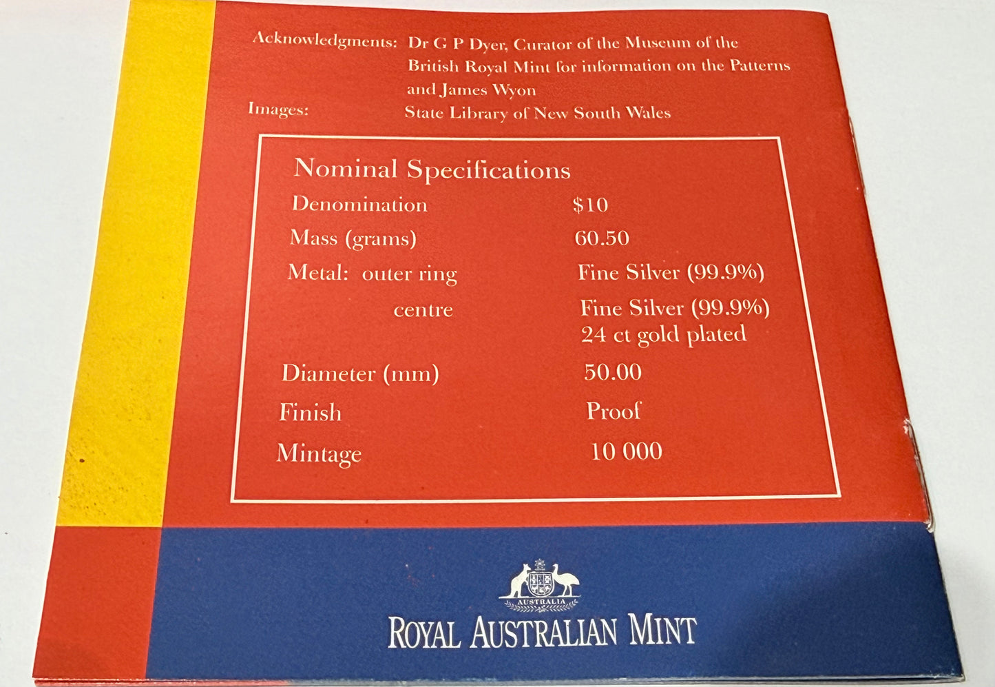 2003 Sydney Mint Pattern - 150 Years Mint Pattern Silver Proof Coin - 60.5 gram Coin