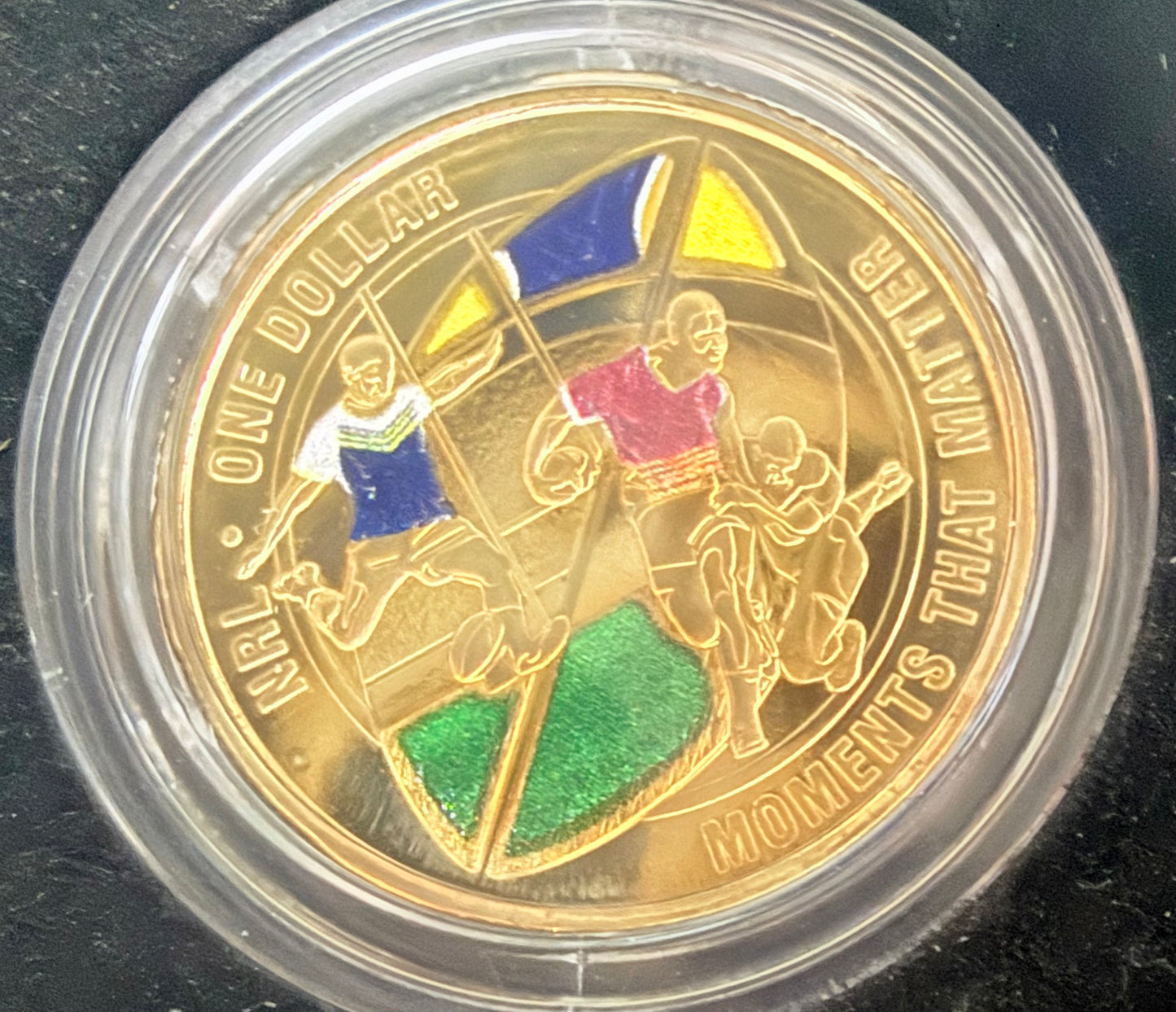 2015 $1 Coloured Frosted Uncirculated Coin - Moments That Matter - NRL Grand Finals