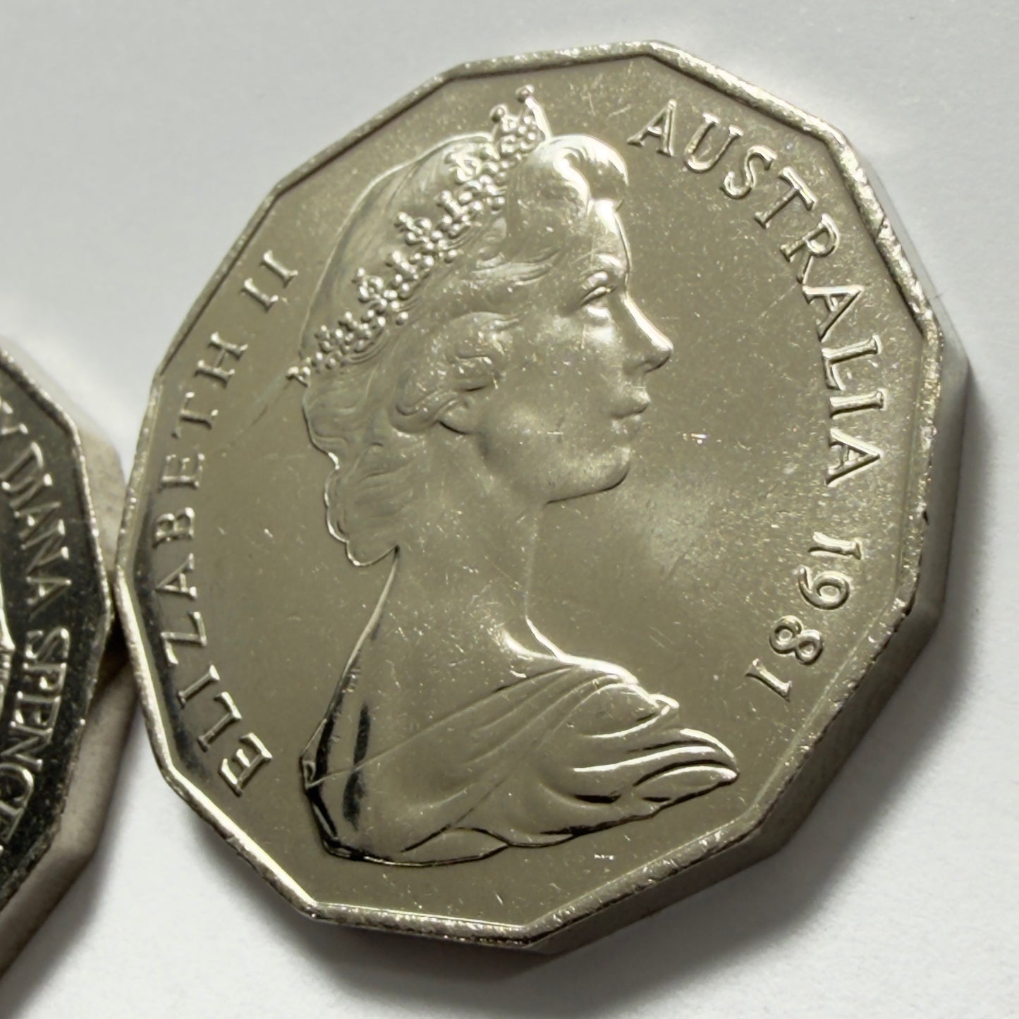 1981 50 Cent Coin -  Uncirculated - Prince of Wales & Lady Diana - 50c in 2x2