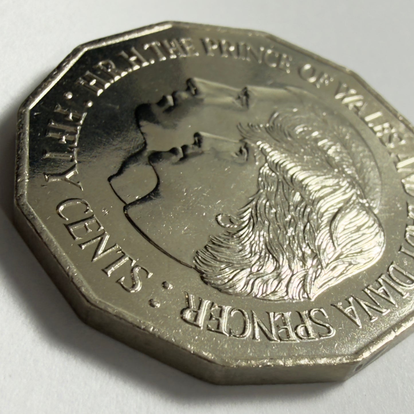 1981 50 Cent Coin -  Uncirculated - Prince of Wales & Lady Diana - 50c in 2x2