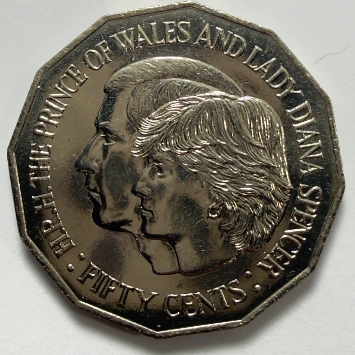 1981 50 Cent Coin -  Uncirculated - Prince of Wales & Lady Diana - 50c in 2x2
