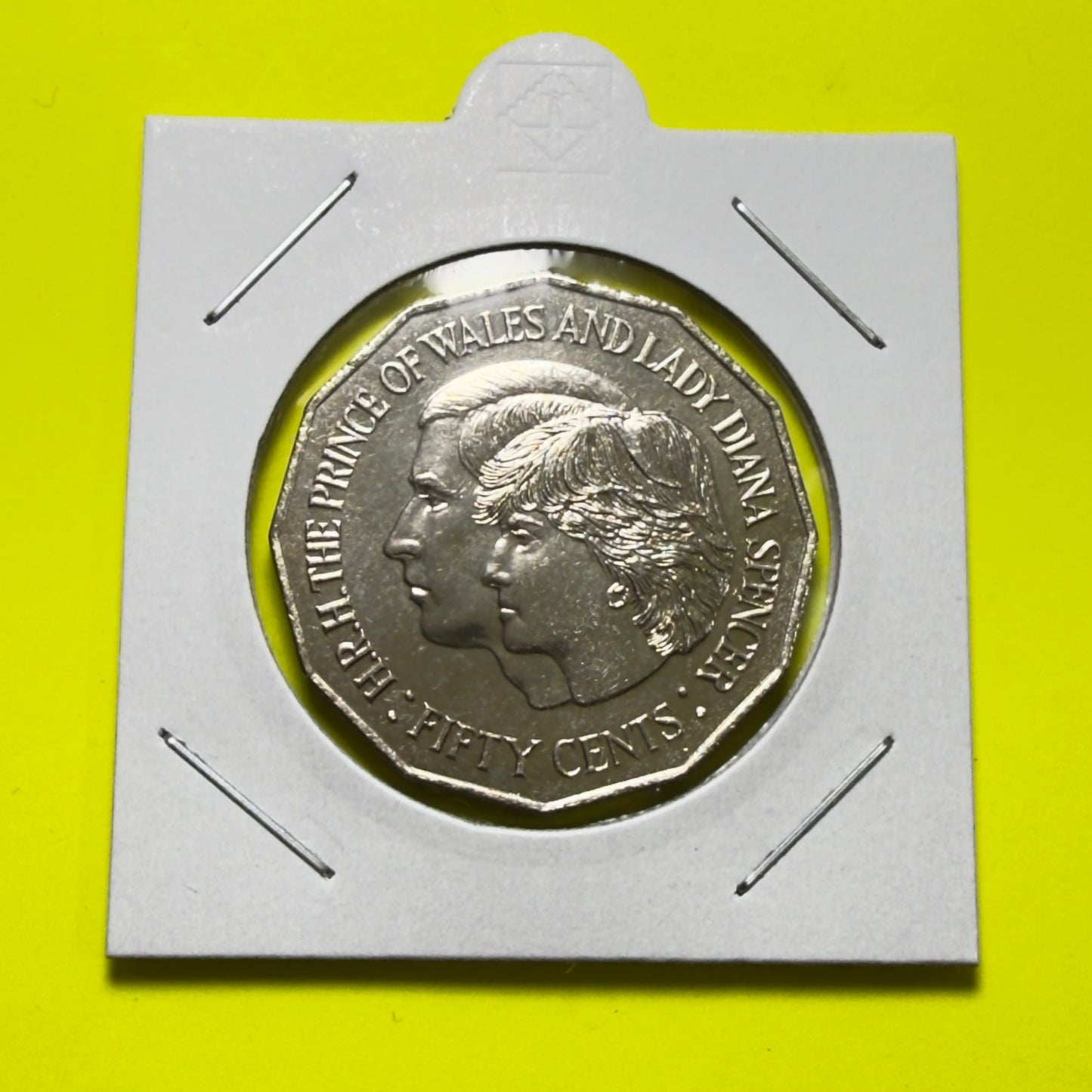 1981 50 Cent Coin -  Uncirculated - Prince of Wales & Lady Diana - 50c in 2x2