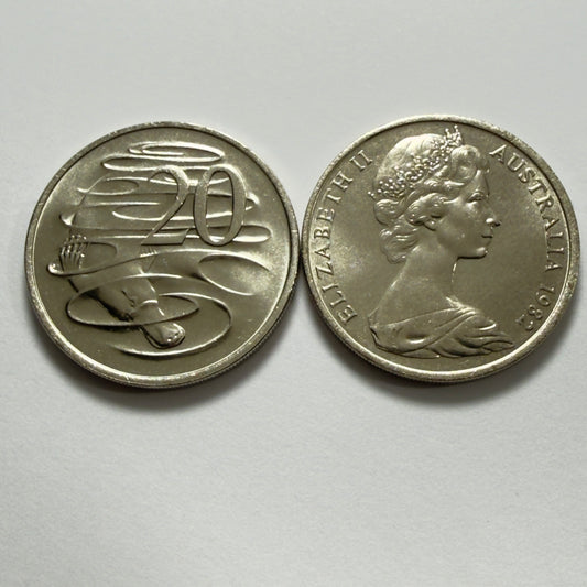 1982 20 Cent Coin - Platypus - Uncirculated - eX RAM  Roll - comes in 2x2