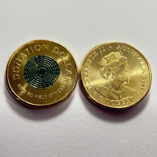 2021 One Dollar Coin - $1 Donation Dollar - Coloured $1 - comes in 2x2