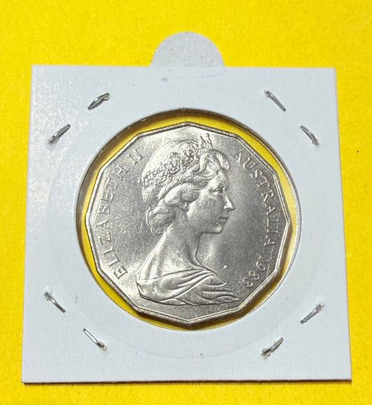 1983 50 Cent Coin - Uncirculated - ex Ram roll - comes in 2x2