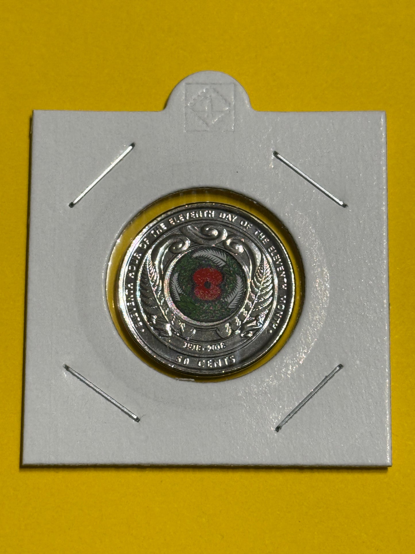 2018 New Zealand 50 Cent - Armistice Coin Coloured - Uncirculated - in 2x2 - New Age Numismatics