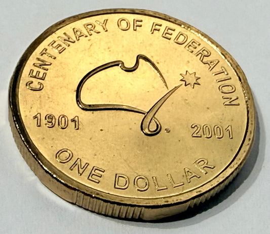 2001 $1 Centenary of Federation Coin - Choice Uncirculated - ex mint set -in 2x2