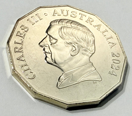 2024 50 Cent Coin - Uncirculated - King Charles Ex Premium Roll - Comes In 2x2