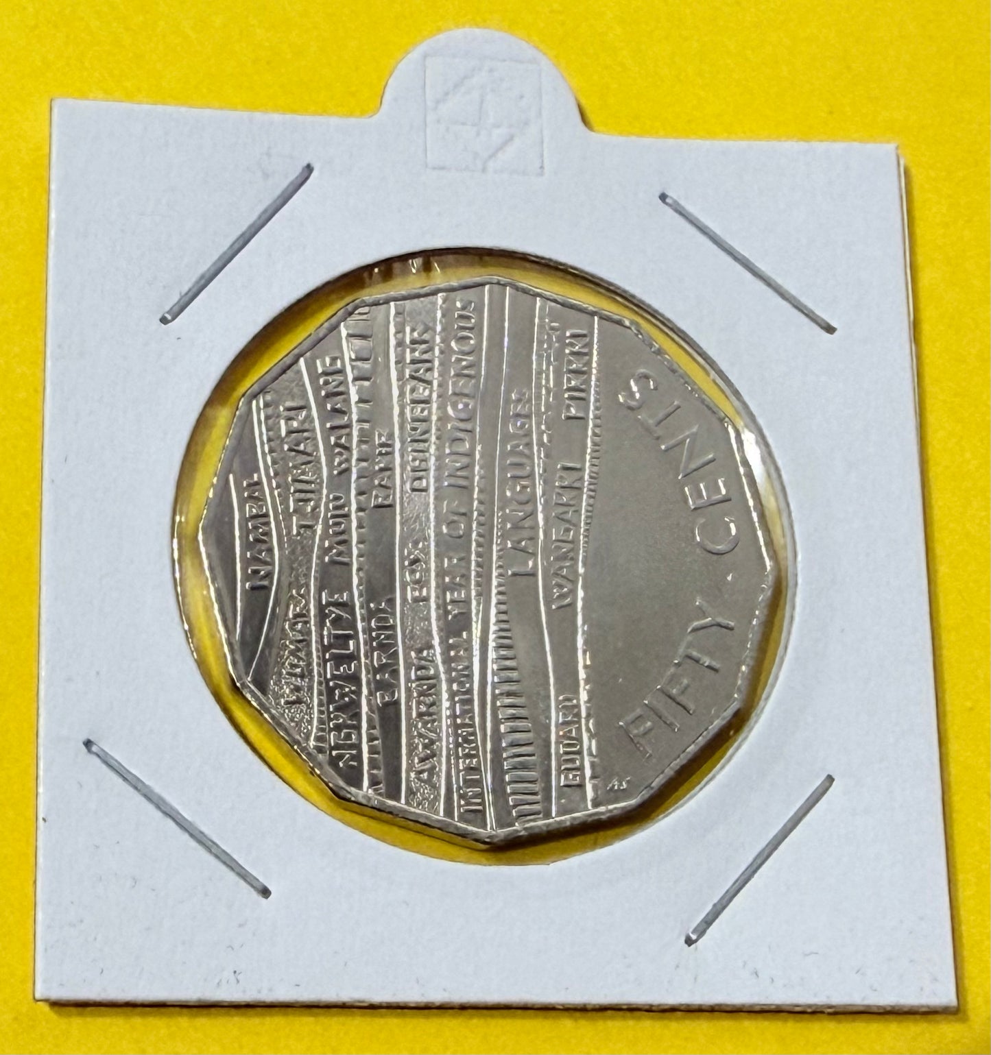 2019 50 Cent Coin - Uncirculated - Indigenous Languages - comes in 2x2