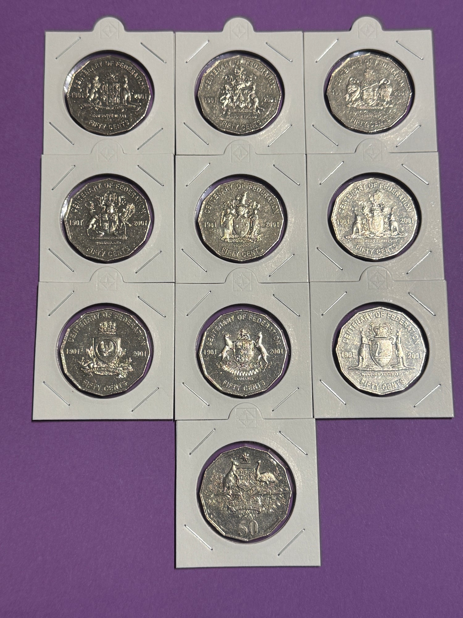 2001 50 Cent Federation Set - Circulated - All States and Commonwealth Coin -2x2 - New Age Numismatics