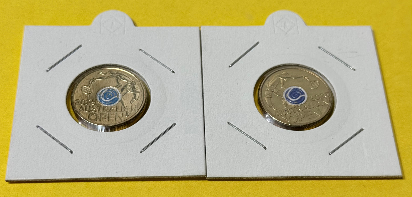 2025 $2 Coin - Coloured Australian Open Pair - Uncirculated in 2x2