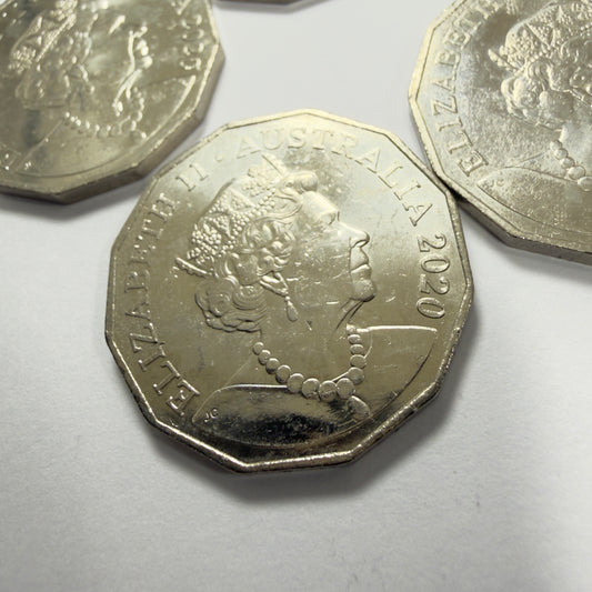 2020 50 Cent Struck Through Oil/Grease/Water Taken From RAM Bags in 2x2