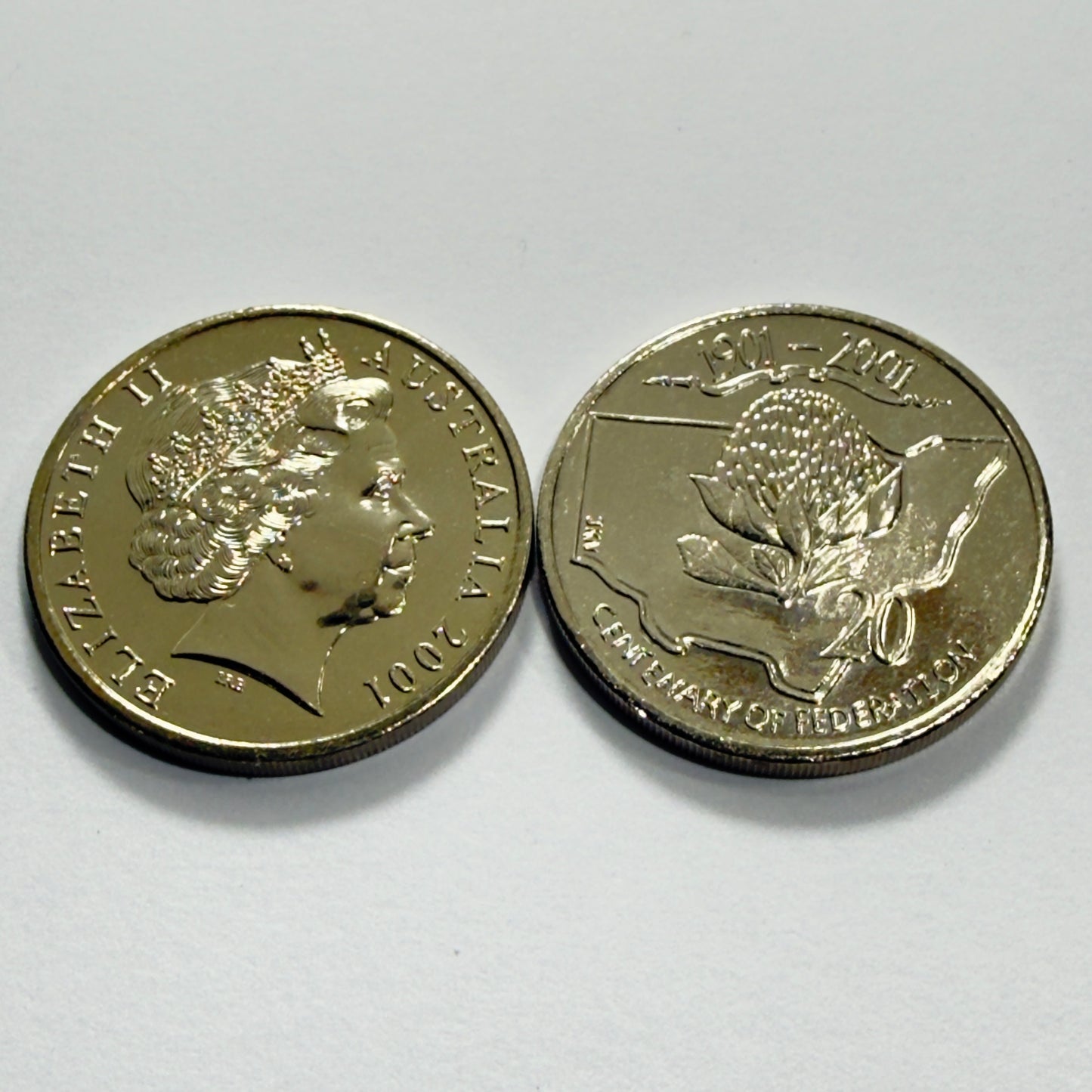 2001 20 Cent - NSW Centenary of Federation - Uncirculated - in 2x2
