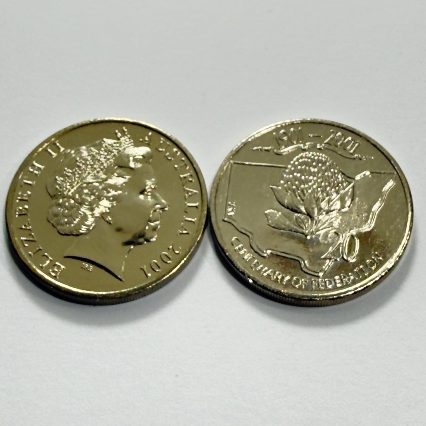 2001 20 Cent - NSW Centenary of Federation - Uncirculated - in 2x2