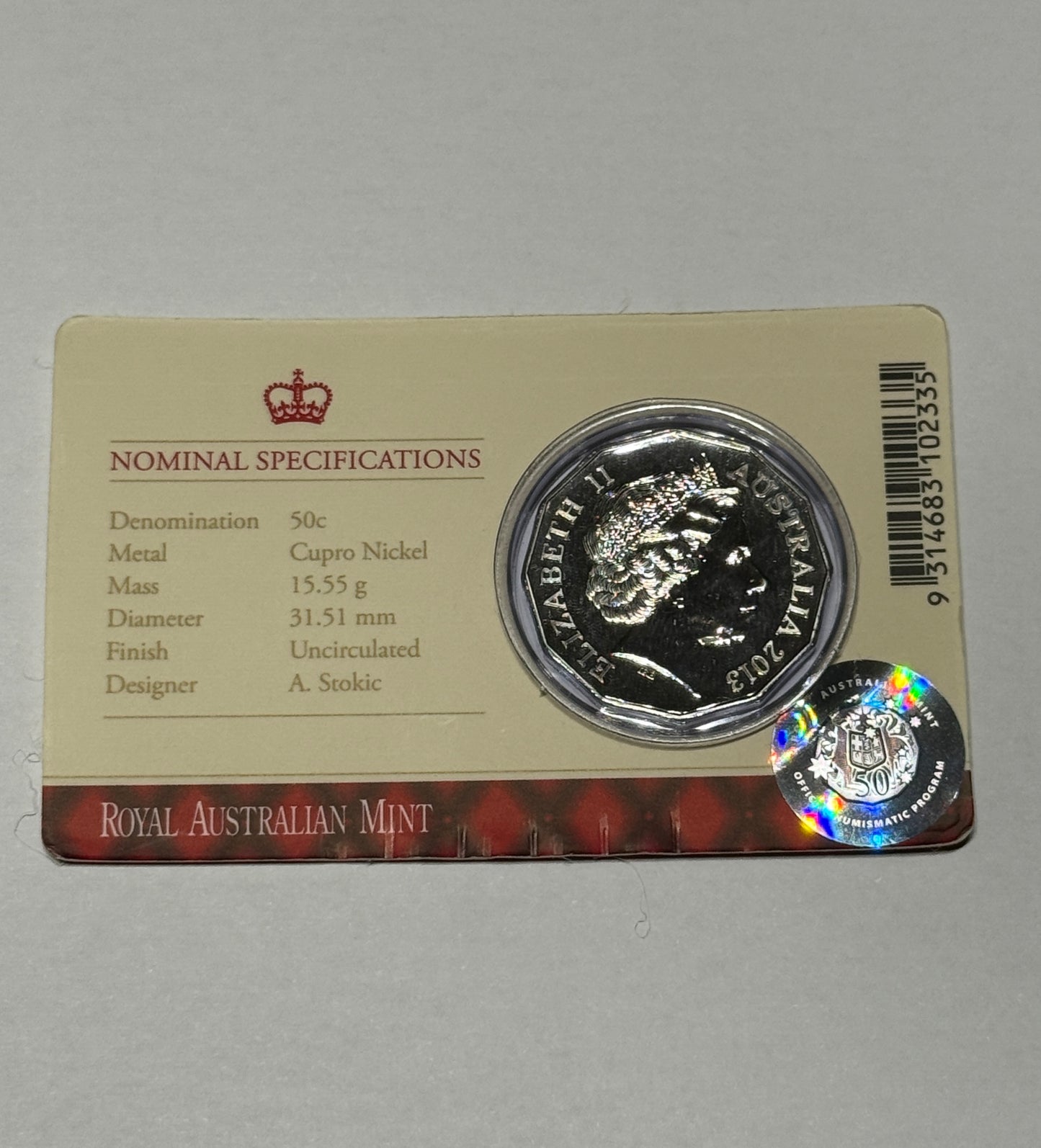 2013 50 Cent - 60th Anniversary of the Coronation Carded Coin - New Age Numismatics