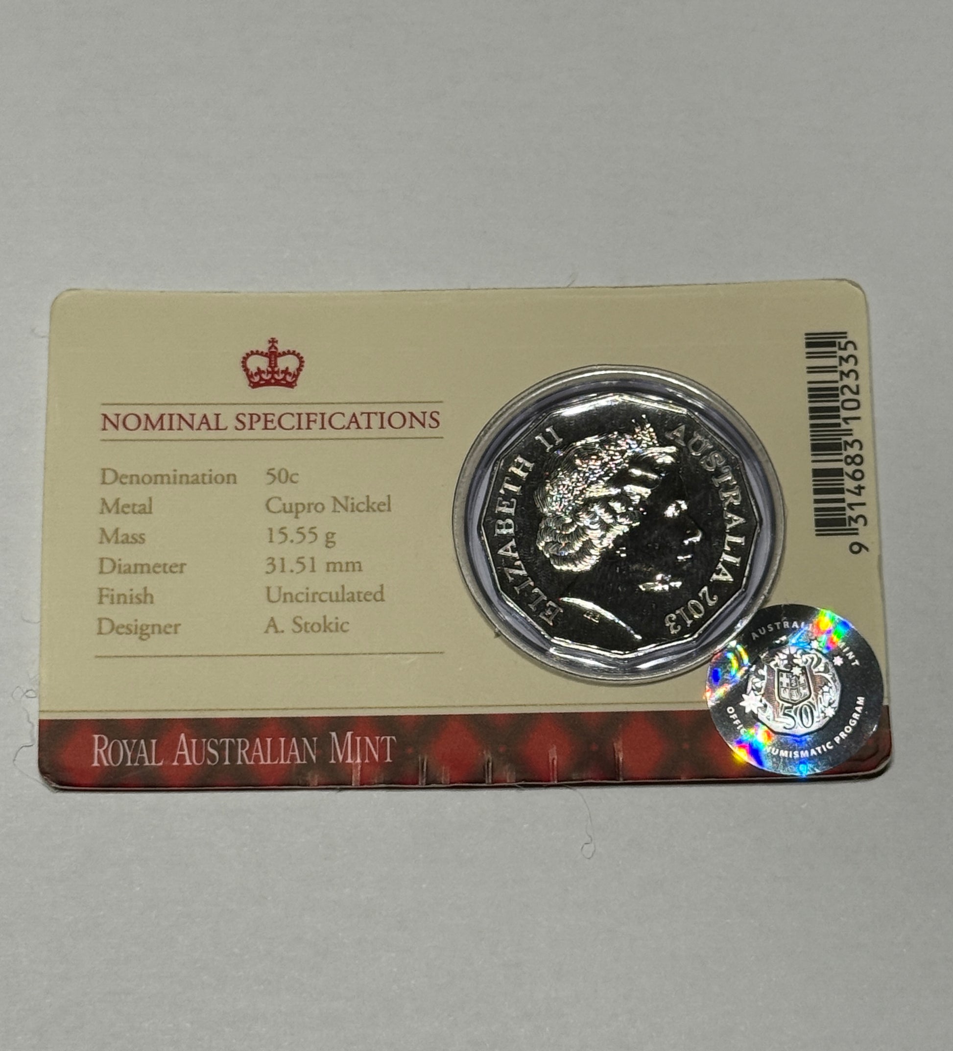 2013 50 Cent - 60th Anniversary of the Coronation Carded Coin - New Age Numismatics
