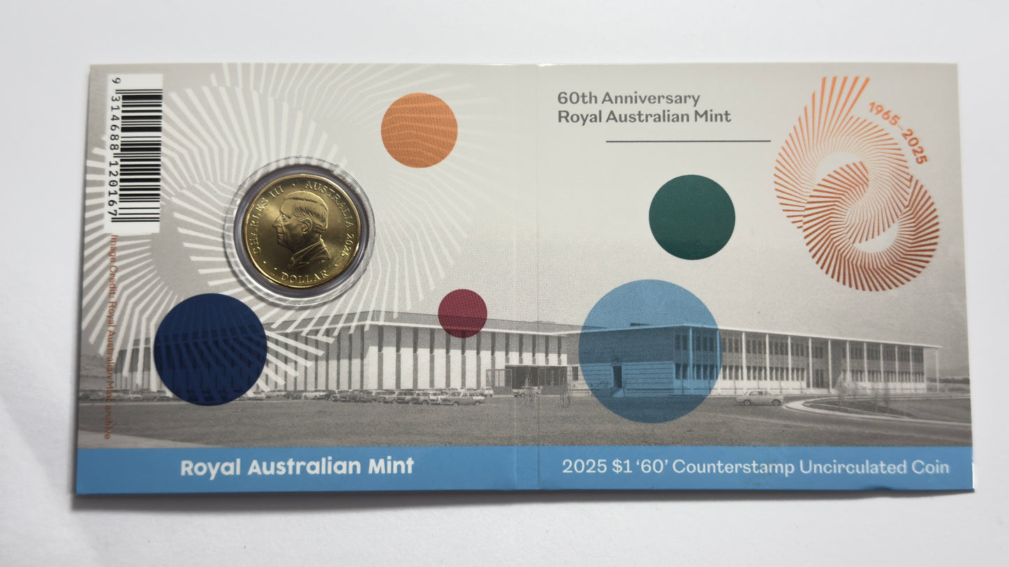 2025 $1 '60' Counterstamp - 60th Anniversary of RAM - ONLY 3169 Minted