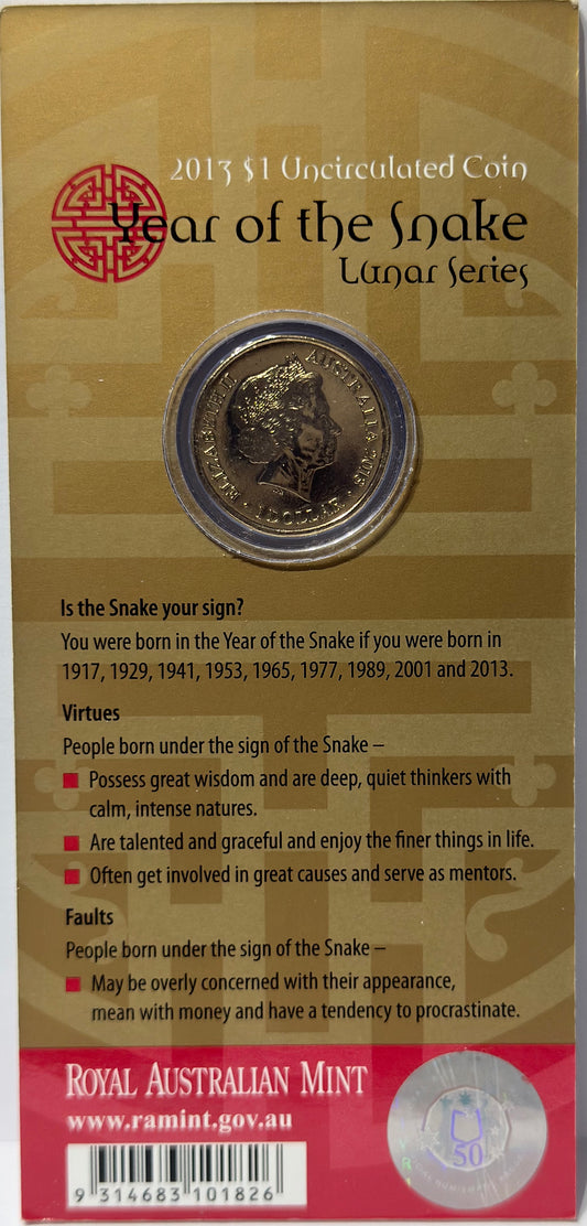 2013 $1 Year of the Snake - Lunar Series