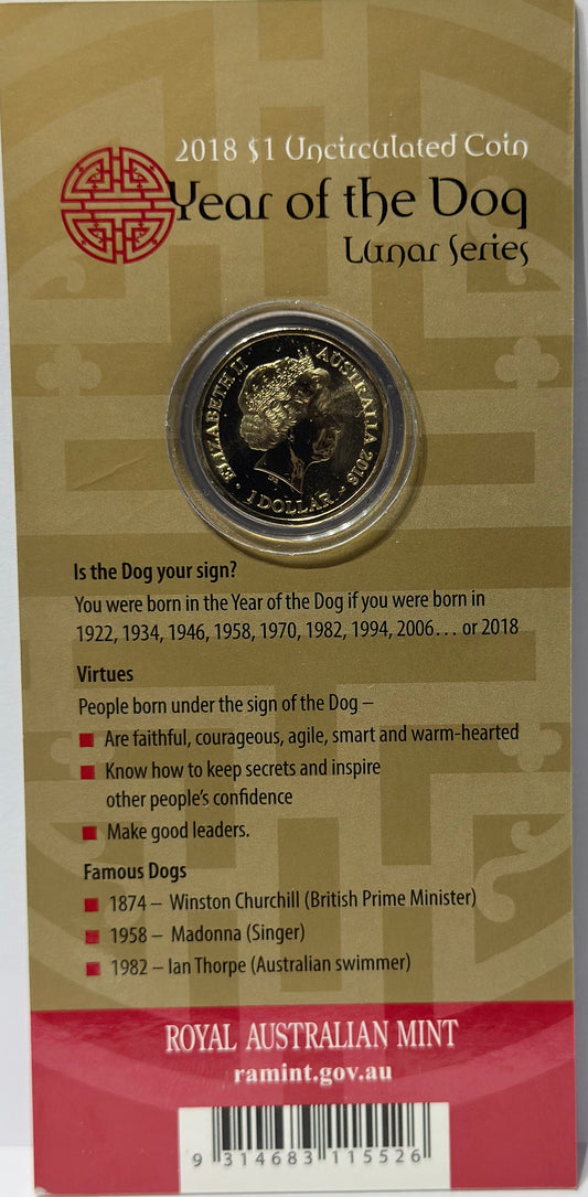 2018 $1 Year of the Dog - Lunar Series
