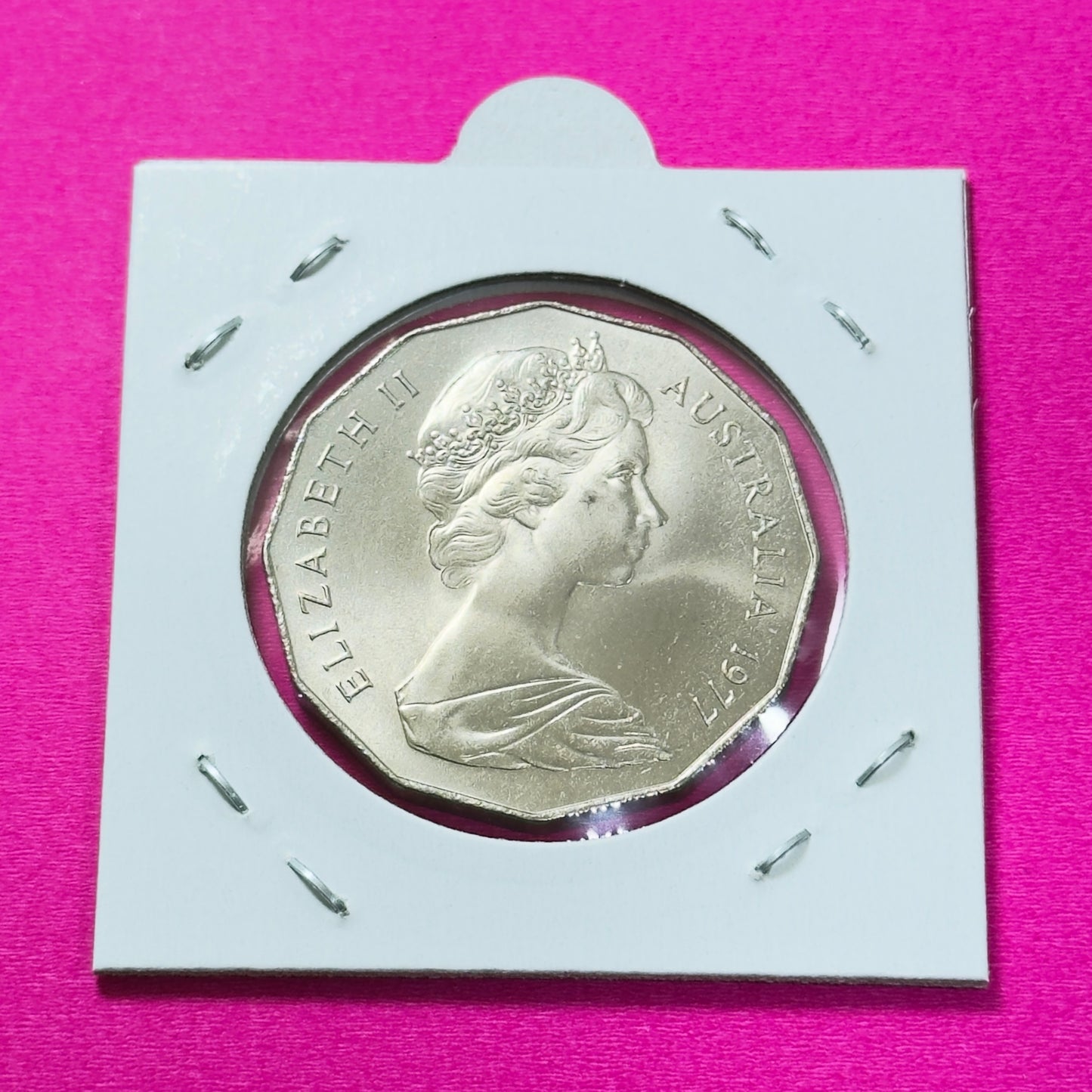 1977 50 Cent Coin - Uncirculated - Silver Jubilee 50c - Fifty Cent - in 2x2