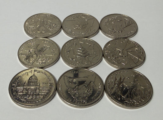 2001 20 Cent Federation Coins - All 9 States - AU - Circulated - will come in 2x2s