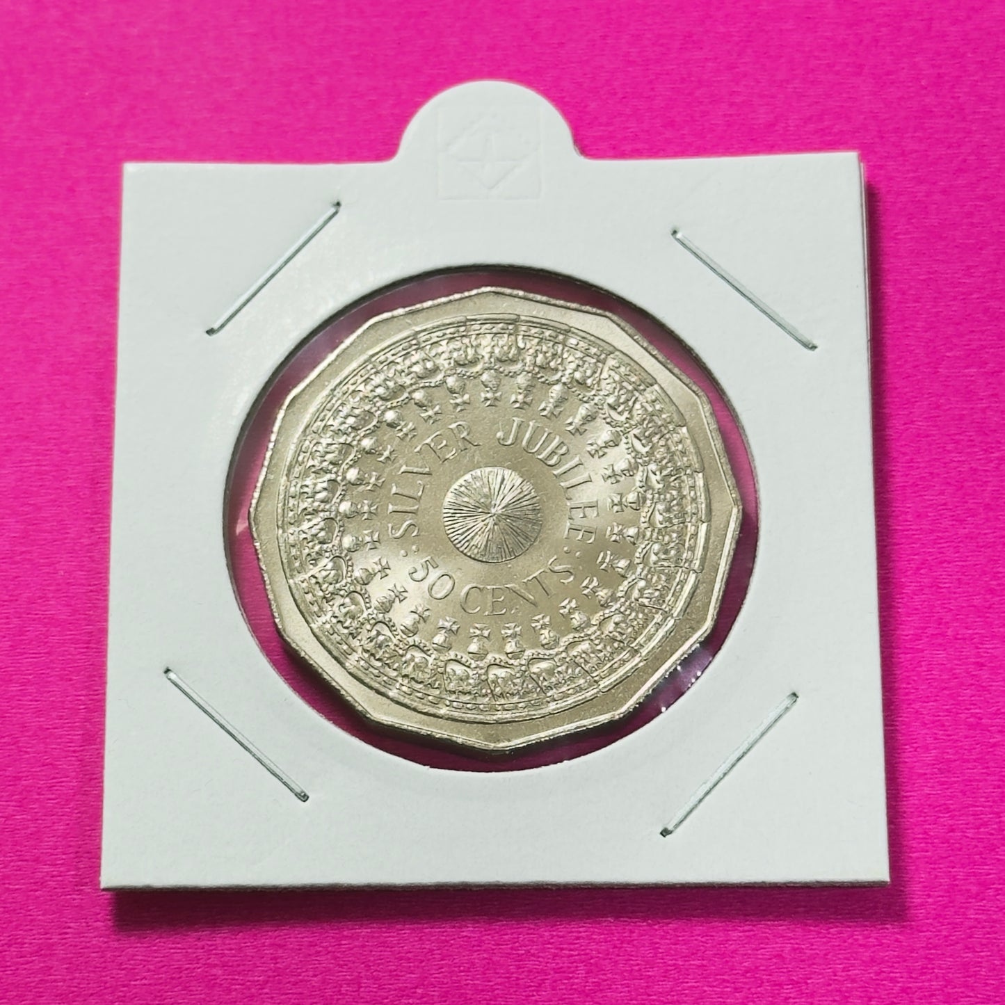 1977 50 Cent Coin - Uncirculated - Silver Jubilee 50c - Fifty Cent - in 2x2