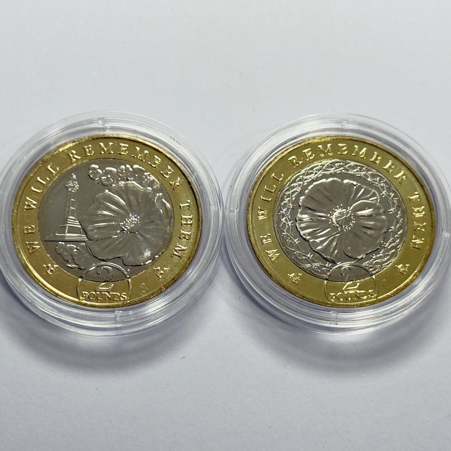2021 Isle of Man £2 Poppy Coins Uncirculated Remembrance Coins Pair