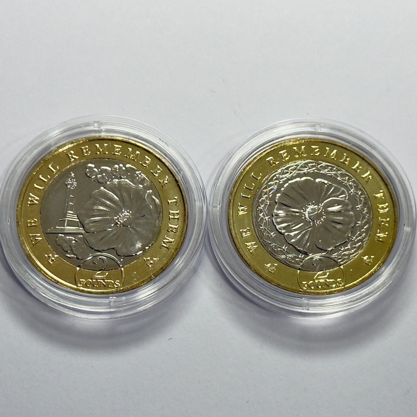 2021 Isle of Man £2 Poppy Coins Uncirculated Remembrance Coins Pair