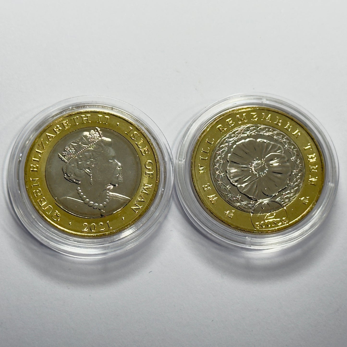 2021 Isle of Man £2 Poppy Coins Uncirculated Remembrance Coins Pair