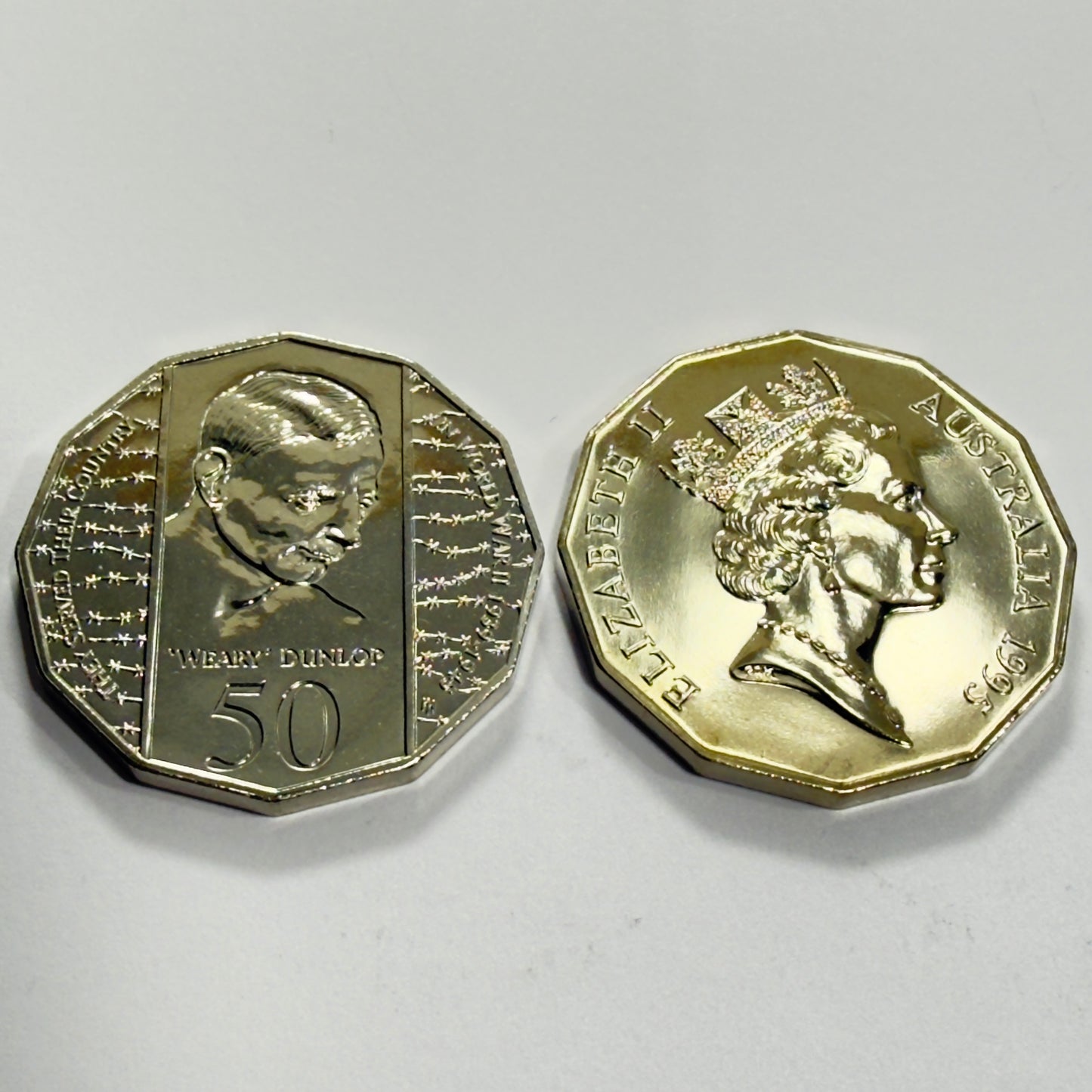 1995 50 Cent Coin - Weary Dunlop - Choice Uncirculated - Fifty Cent-Ex MINT SET