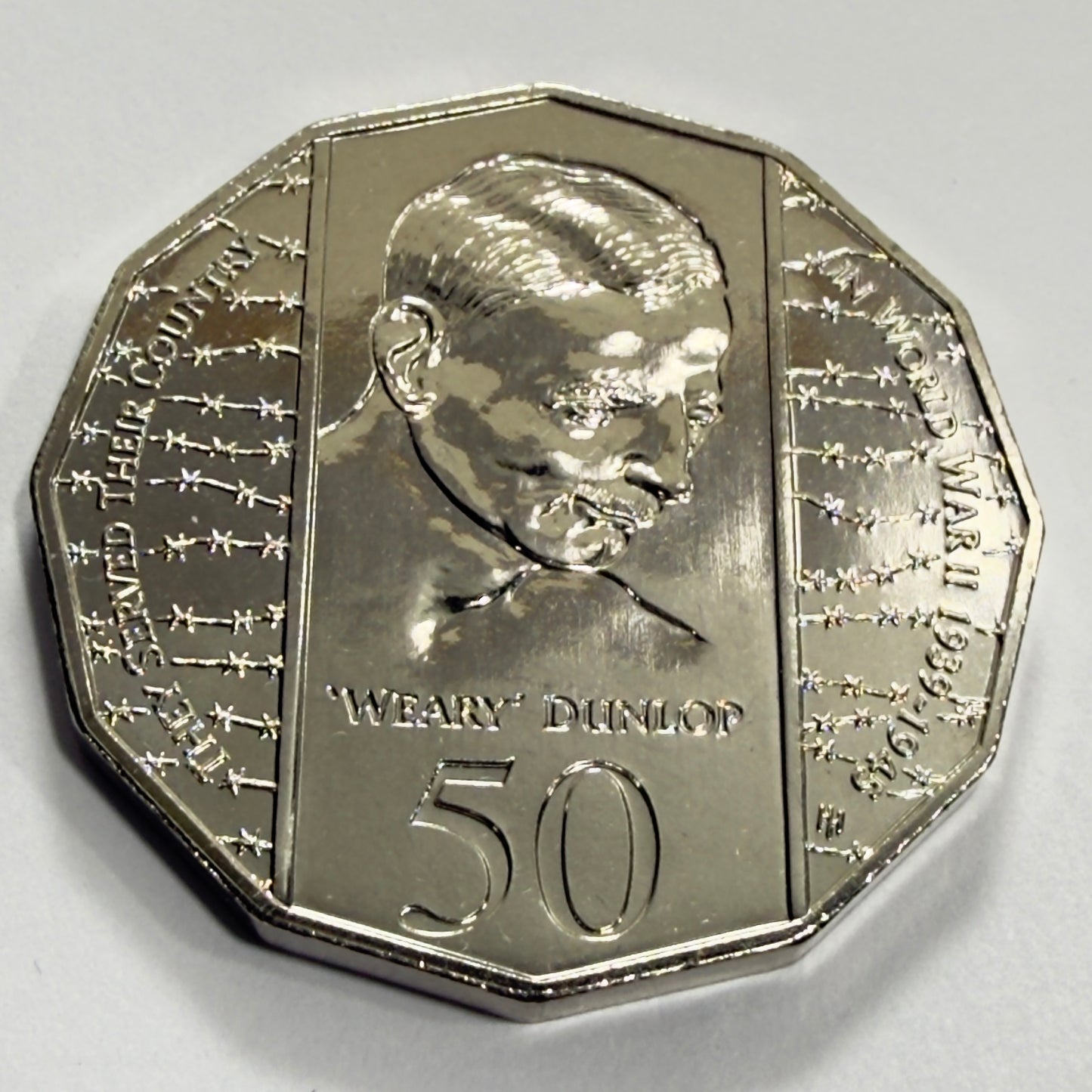 1995 50 Cent Coin - Weary Dunlop - Choice Uncirculated - Fifty Cent-Ex MINT SET